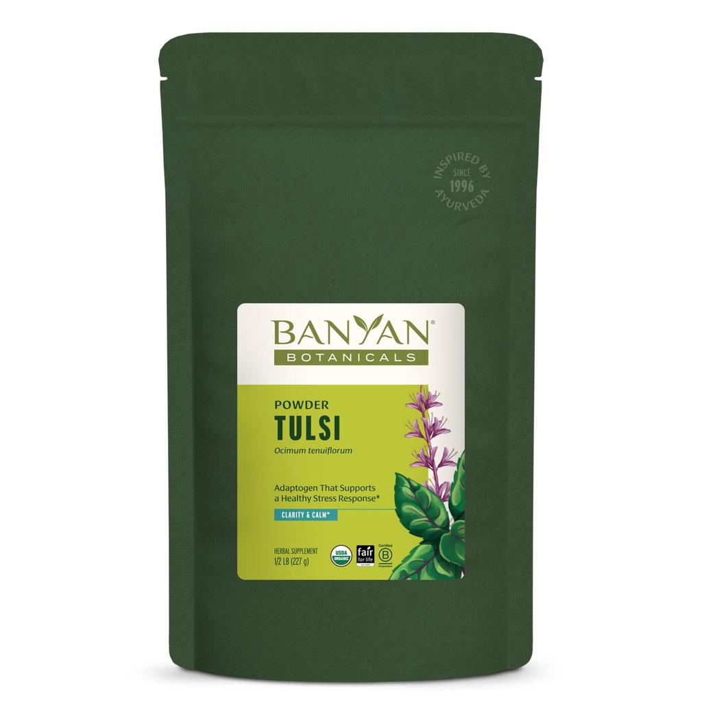 Banyan Botanicals Tulsi Powder - Organic Tulsi - Holy Basil (Ocimum Sactum) - Ayurvedic Adaptogen untuk Heally Lung Fungsi dan Peaced Wells-Being and * - ½ lb.
