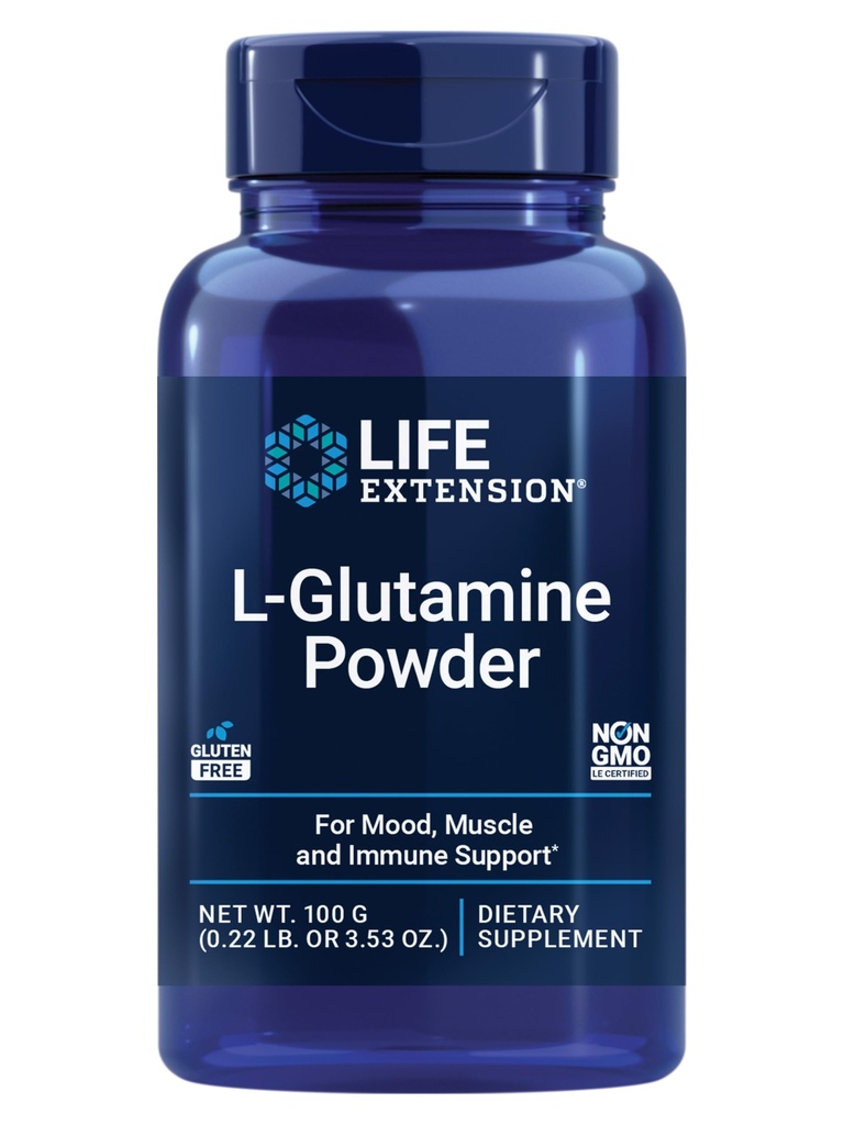 Ekstensi Hidup L- Glutamine Powder, Acid Amino, Supports Muscle Health and Ammune Health, Gluten- Free, Non- GMO, Vegetarian, 100 Grams