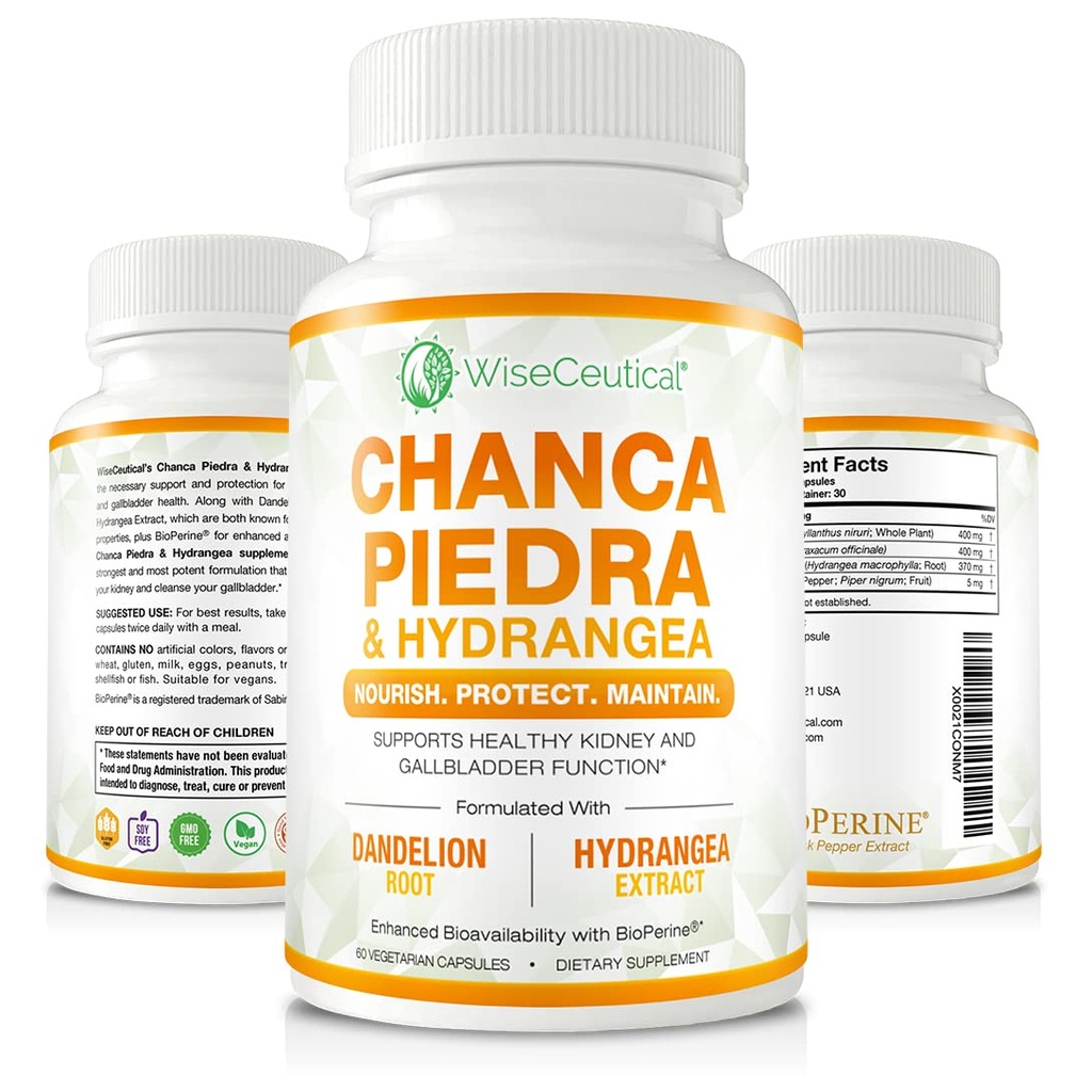 Max Strength Chanca Piedra, Hydrangea & Dandelion Root - Natural Kidney & Gallkandung Formula - Stone Breaker, Sush Impurities, Cleanse Urinary Trakt - dipenuhi dengan BioPerine. 60 Veggie Capsules.