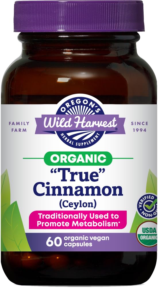 Oregon Wild Harvest Organic True Cinnamon Ceylon 60 Count Vegan Capsules