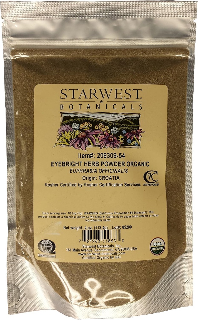 Eyebright Herb Powder Og - 4 Oz, (Botanicals Starwest)