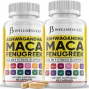 Ashwagandha Maga Root Fenugreek Suplemen dengan Tongkat Ali Ginseng - Asisten Mood & Thyroid Kesehatan - Dibuat di AS - 120 Count