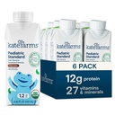 KATE FARMS Organik Pediatric 1.2 High Calorie Chocolate Nutrection Shake, 12g Protein, 27 Vitamin dan Mineral, Penggantian Meal, 8.45 oz (6 pack)
