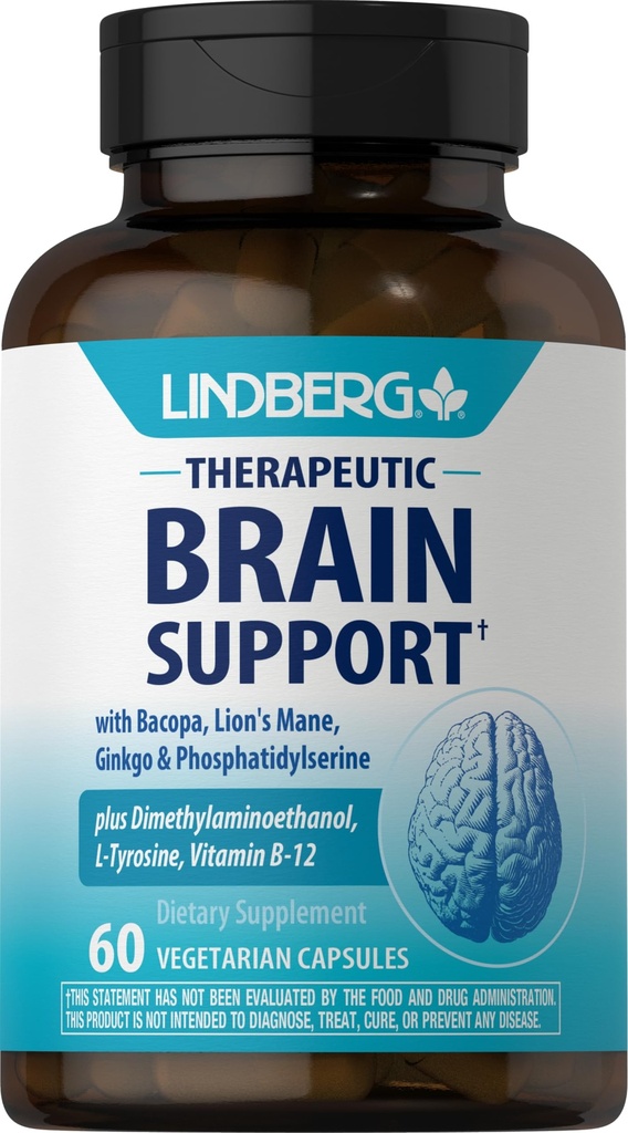 Cadberg Brain Supplement for Women and Men 124; 60 Capsules 12.4; Complex Pills 12.4; dengan Phoshatidylserine, Lion 's Mane, Vitamin B12; Vegetarian, Nun-GMO, Gluten Free