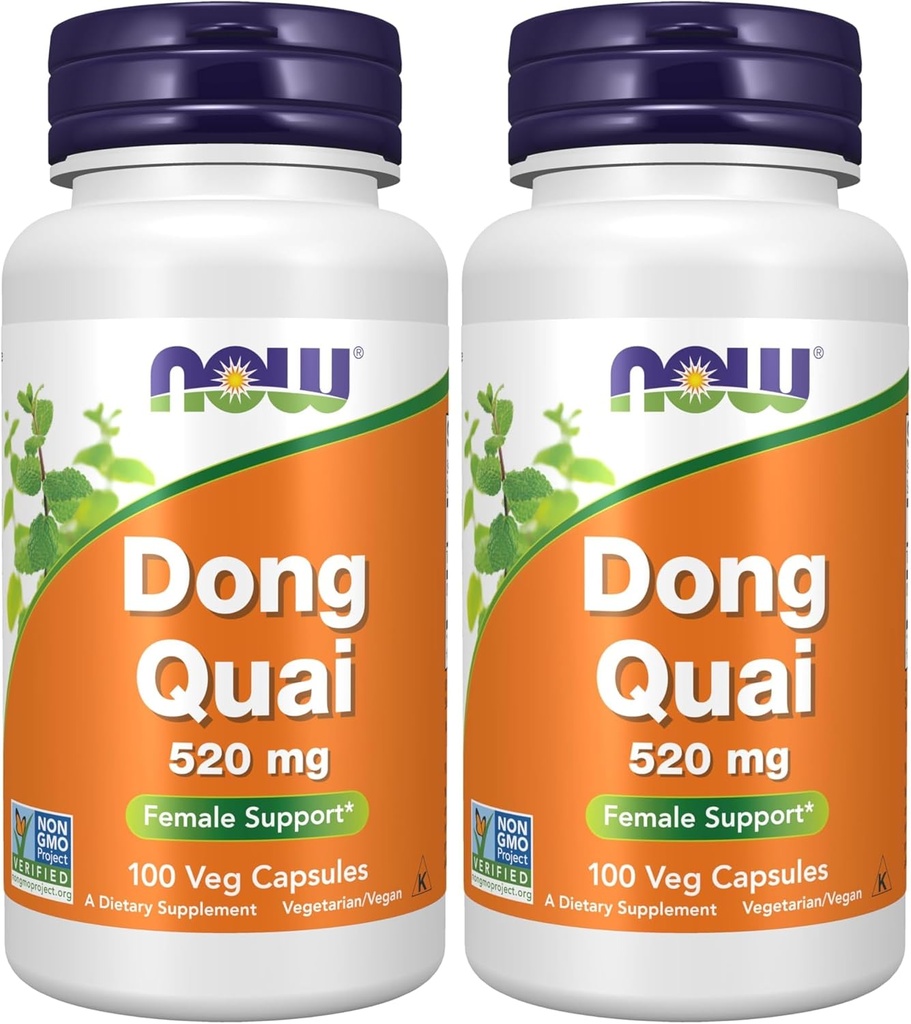 Suplemen SEKARANG, Dong Quai (Angelica sinensis) 520 mg, Dukungan Perempuan *, 100 Veg Capsules (Paket 2)