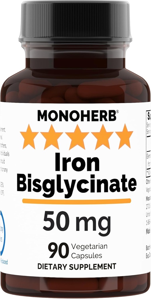 Besi Bisglycinate 50 mg - 90 Veg Capsules - 50 mg dari Elemental Besi per Kapsul