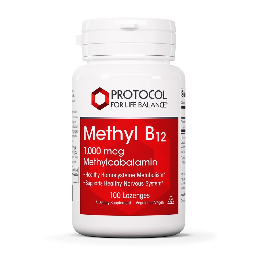 PROTOCOL UNTUK HIDUP METyl B12 1.000mcg - Vitamin B12 untuk Momocysteine Metabolisme - Dukung Sistem Kesehatan & Kesehatan - Kosher, Halal & Vegan - 100 Lozenges