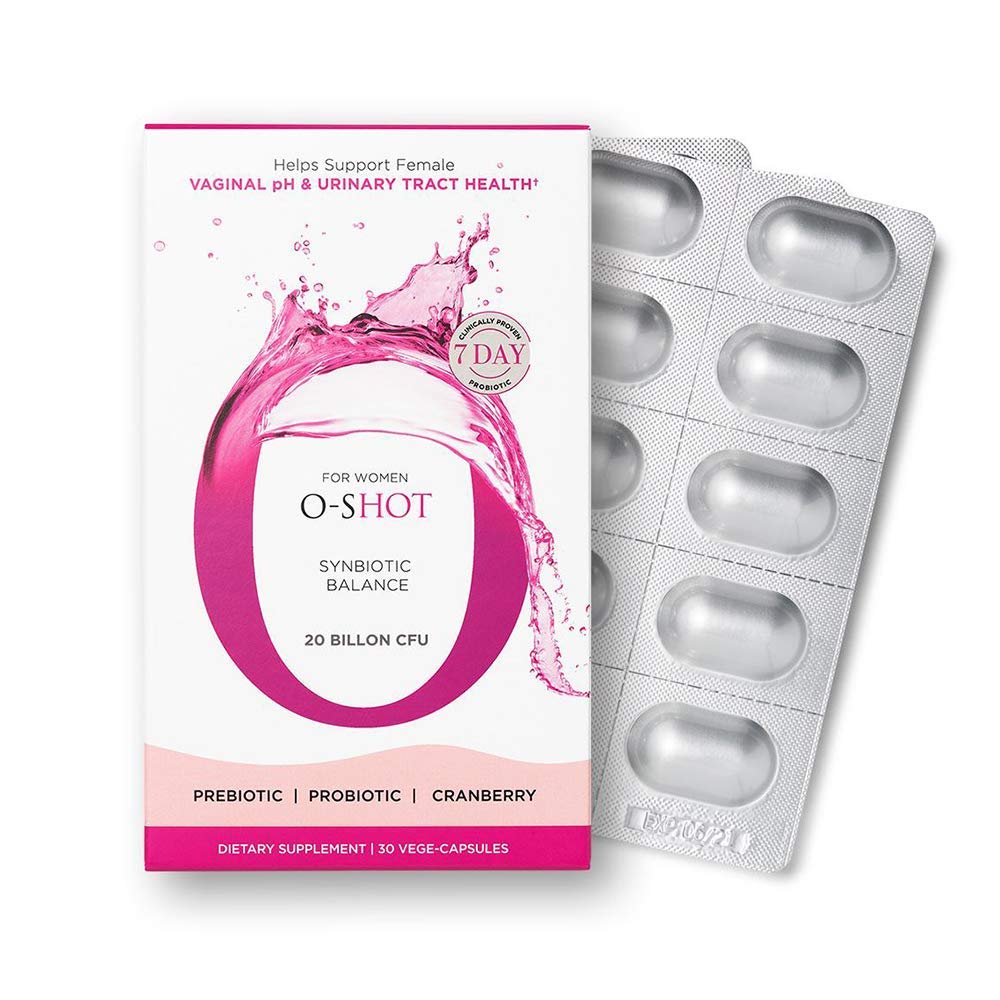 O- Shot (r Vegan Probiotic Vaginal + Prebiotic untuk Perempuan, Ekstrak Cranberry, Root Chicory, PH Vaginal, Tract Uriner, Divalry, Bloating, Non Dairy, Non GMO, Gluten Bebas, 30 Vege- Capsules