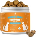Skin dan Coat Chews for Dogs - Itchy Skins Dog Supplement Duplication Hot Spots Comfort and Shedding Allergy Joint Health with Omega 3 Fish Oil, EPA & DHA Fatty Acids, Bacon Flavor 100 Count Softs Treats