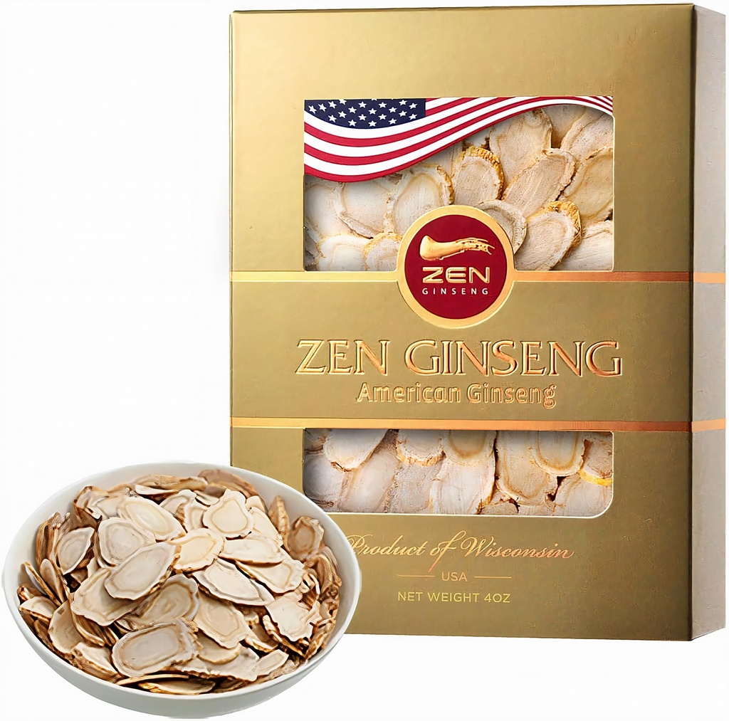 Wisconsin Ginseng Slices Amerika - Peningkatan Energi, Performance, & Mental Health for Men & Women (4 Oz)