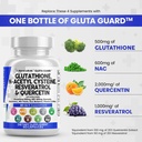Bersihkan Nutreuticals Glutathione 500mg Suplemen dengan Vitamin C N Acetyl Cysteine 600mg Berberg 1000mg Resveratrol Quercetin Alpha Lipoic Acid - Reduced L Glutathion Free Form Wanita 60 Ct Amerika Serikat