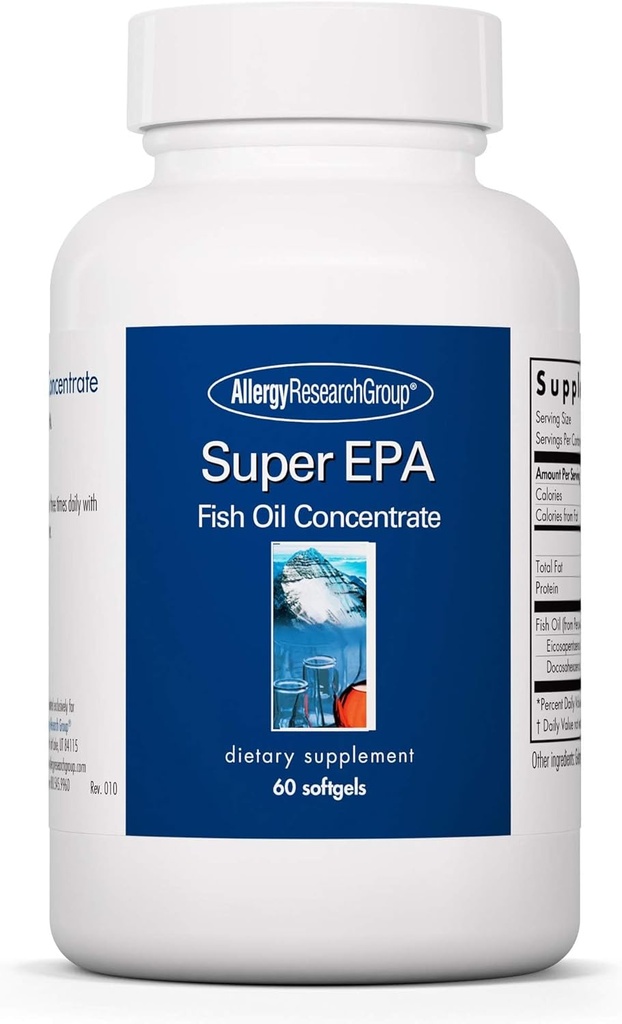 Kelompok Penelitian Alergy Super EPA - Tambahan Omega 3, Konsentrasikan Minyak Ikan, EPA, DHA, Omega 3 Acids Gendut, Sustalin-Soured Anchovies - 60 Count