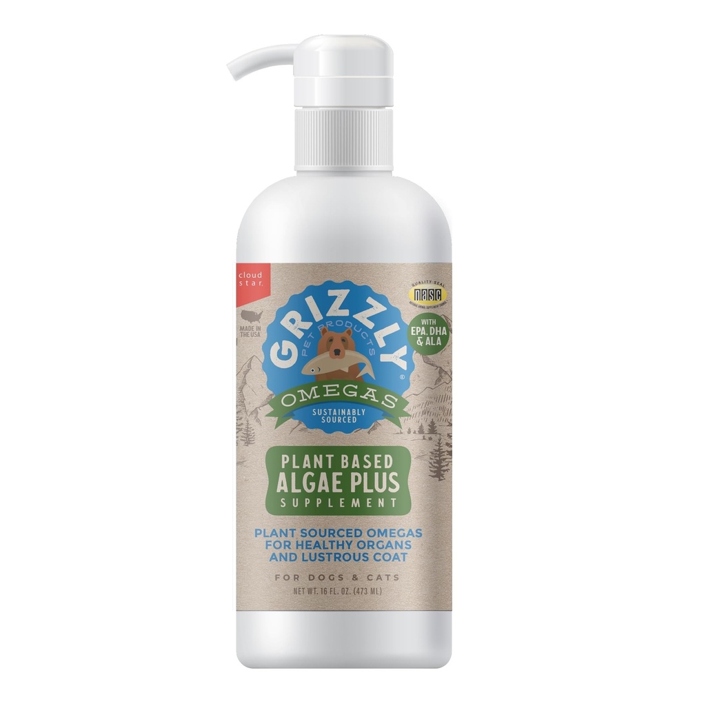 Grizzly Pet ProductsAlgal Plus Omega 3-6-9 Food Supplement for Dogs and Cats, 16 Ounce Bottle