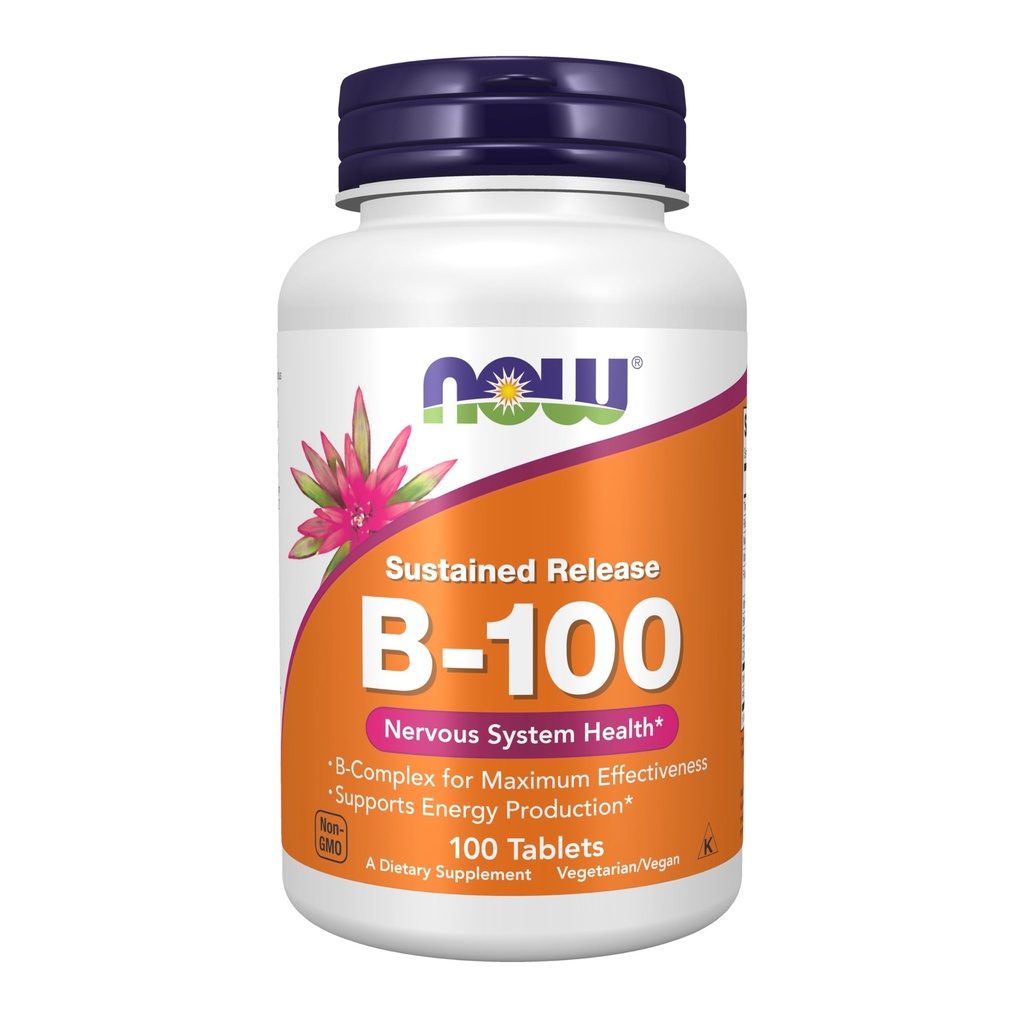 Suplemen Makanan SEKARANG, Vitamin B-100, Pelepasan Lanjutkan, Produksi Energi *, Kesehatan Sistem Gugup *, 100 Tablet