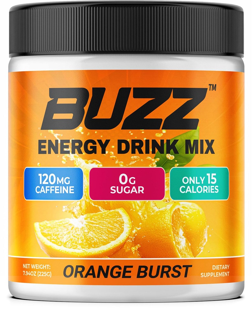 Pagi Buzz Energy Powder - Energy Boost Drink Mix - Sugar-Free Energy with Antioksidants - Morning Kickstart dan Sports Nutment Endurance Product - 30 Servings, Orange Burst, 8 Ounces