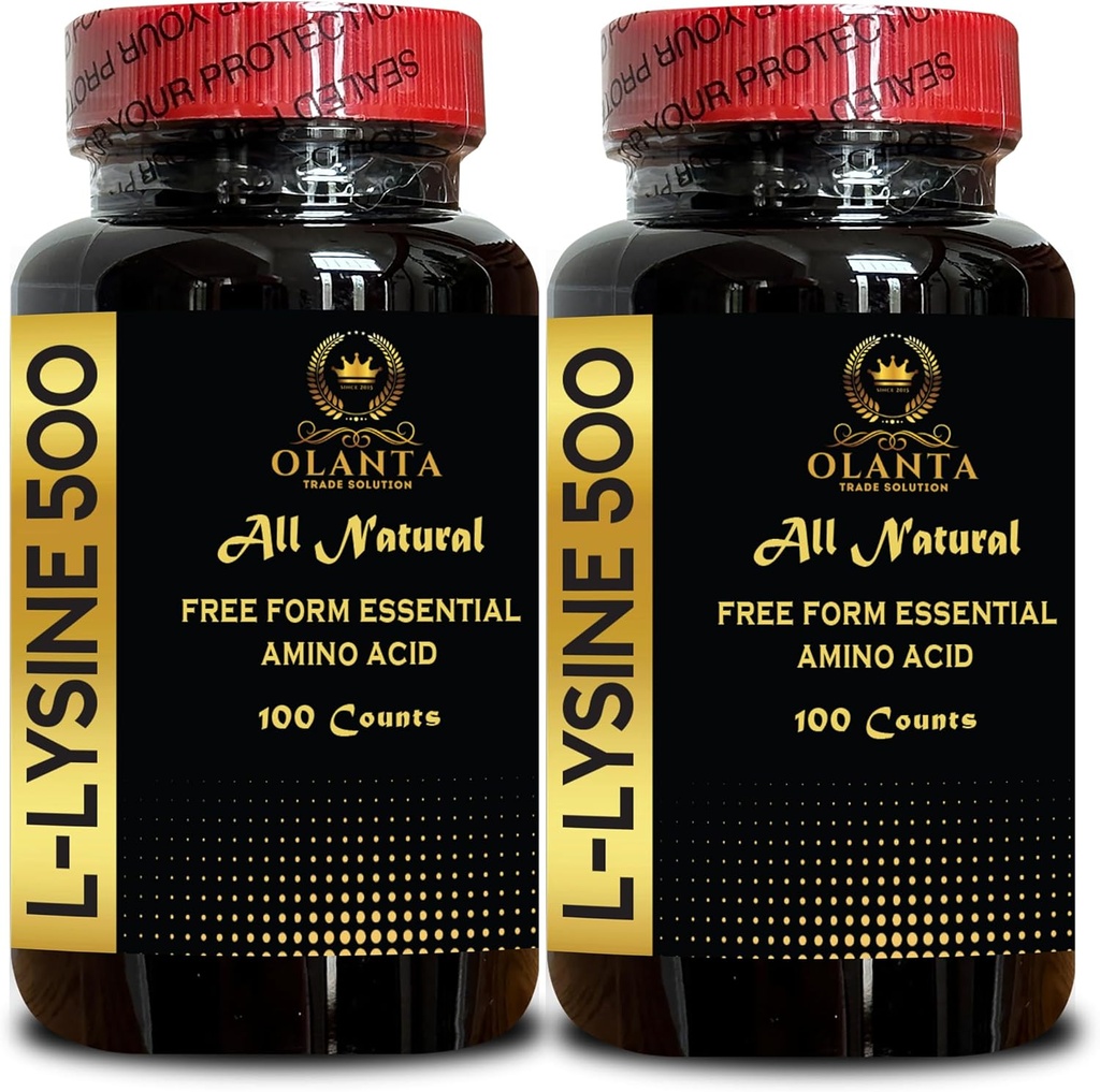 L-LYSINE 500 - Asam Aciamin Suplemen, suplemen energi menopause untuk perempuan, bebas bentuk asam amino suplemen, Promotes Integritas Skin dan Lips - 2 Botol 200 Namun
