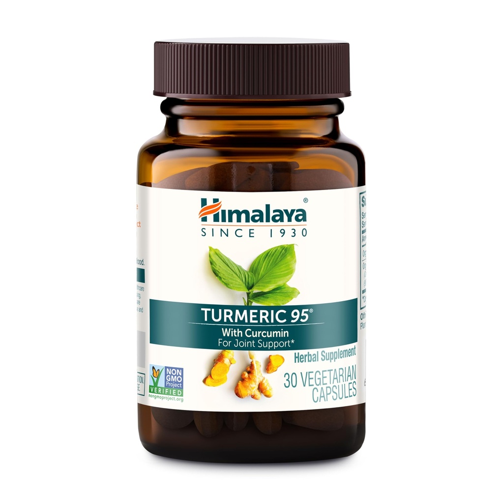 Suplemen Himalaya Turmeric 95 dengan Curcumin / Curcuminoid, Dukungan Bersama dan Otot, Optimum Flexibility dan Mobility, 600 mg, Non-GMO, Vegan, Gluten Bebas, 60 Kasules, Suppply 60 Hari