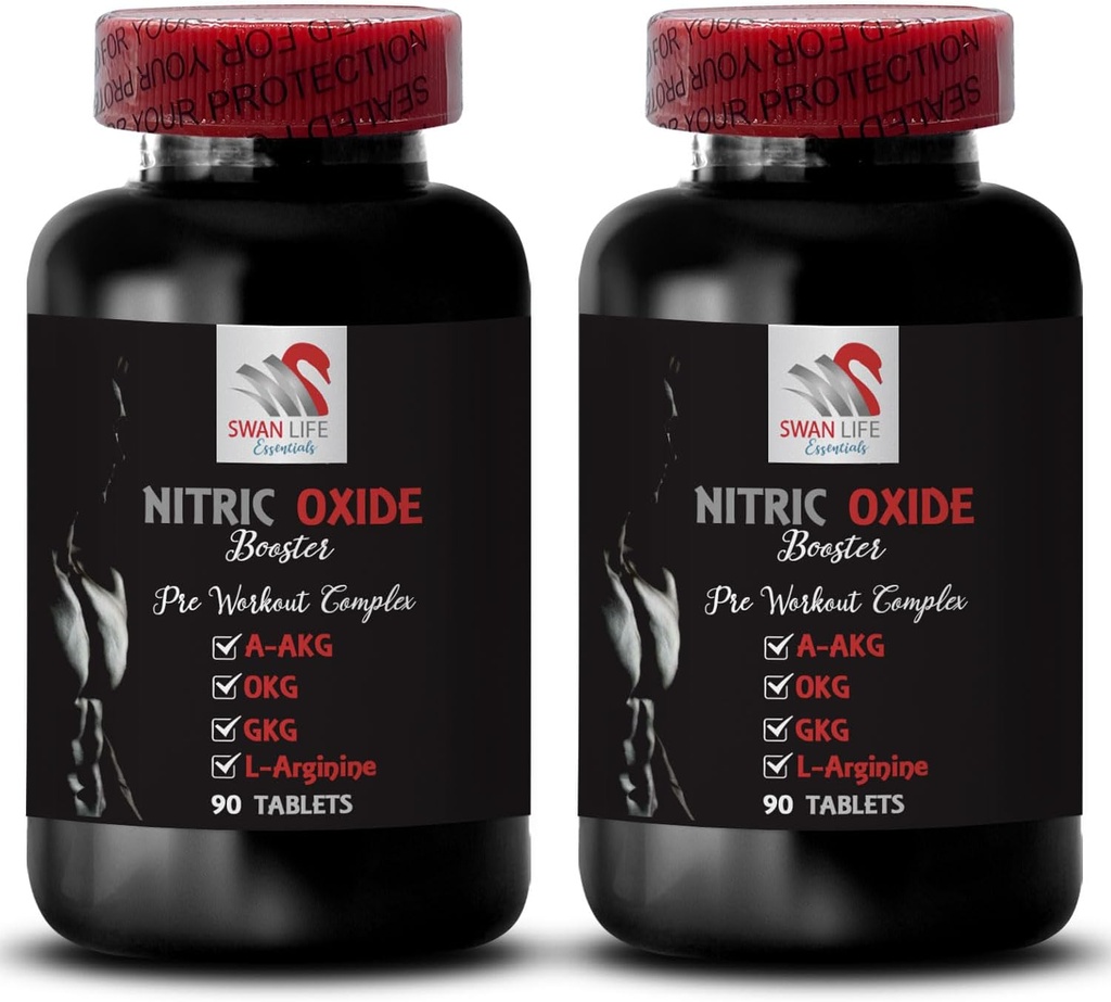 Ornithy alphabet-keglutarat OKG - NITRIC OXIDE BOOSTER - bubuk L-glutamine, Ketahanan Latihan, bubuk oksida Nitrat, suplemen Gym, suplemen Energi, Kekuatan Exersse 2 Botol 180 tablet