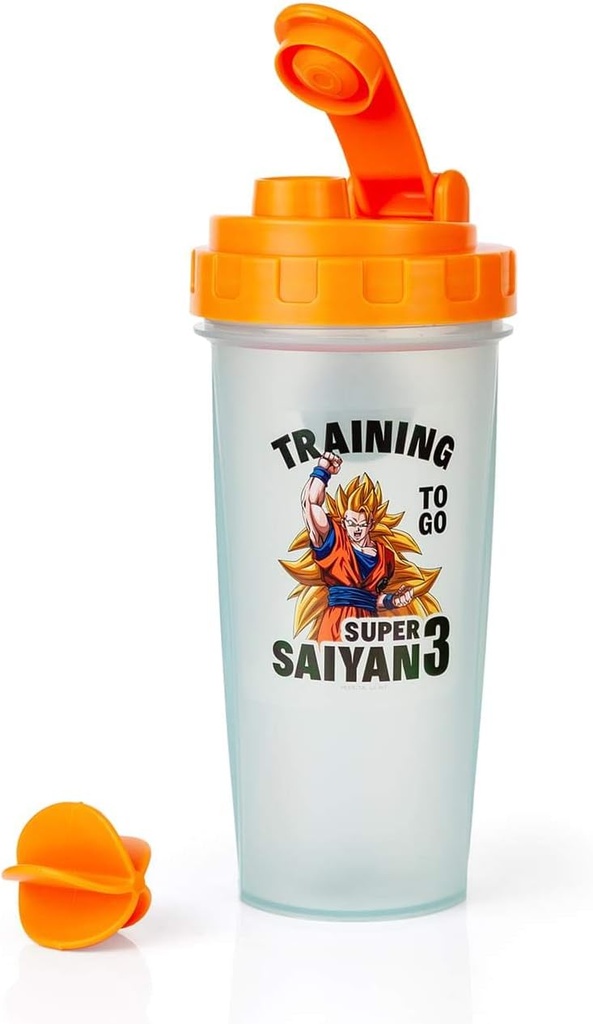 Dragon Ball Z Super Saiyan Goku Gym Shake Bottle -20- ons BPA- Free Blender Blender Gratis Dengan Whish Ball - Protein Shake, Meal Replacement, Smoothie Mixer - Gym Worckout Accessory - Ideal DBZ Gifts