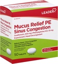 Pemimpin Mucus Relief PE Sinus kemacetan, Expectorant; Nasal Deconongestan, Thins dan Loosens Mucus, Rilis, Pelepasan Konsultasi Chest, 50 Tablet