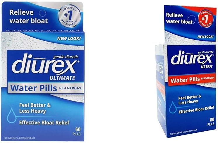 Diurex Ultimate 60 Count & Ultra 80 Count Water Pills Bundle - Maximum Power Diuretic for Prompt Bloat Relief