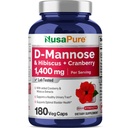 NusaPure D-Mannose Kompleks 1400 mg (dengan Hibiscus dan Cranberry) - 180 Veggie Caps.