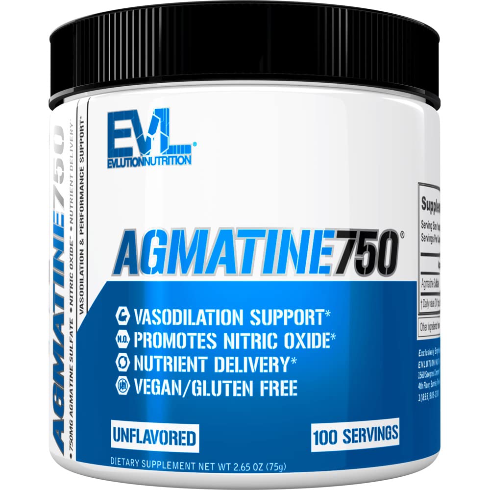 Evlution Agmatin Sulfate Nitric Oxide Powder Nuttrition High Agmatin Sulfate Powder Nitric Oxide Sutensity Sutensity Pumps Pulcle Growth Recovery and Performance