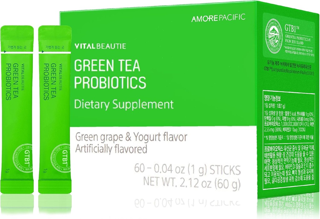 VITALBEAUTIE Green Tea Procopect (Plant -Sourced Probiletic) Berisi Vitamin D dan zinc untuk Kesehatan Gut oleh AMOREPASIFIC Korean Acivobilus Probiotic - 60 Sticks