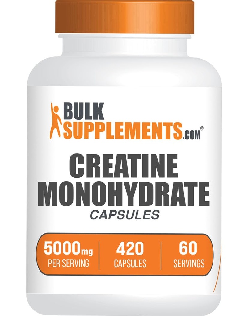 BulkSuplements.com Creatine Monohydrate Capsules - Micronized Creaktine Pills - Gluten Free, 7 Capsules per Serving (5000mg), 420 Count (Pack of 1)