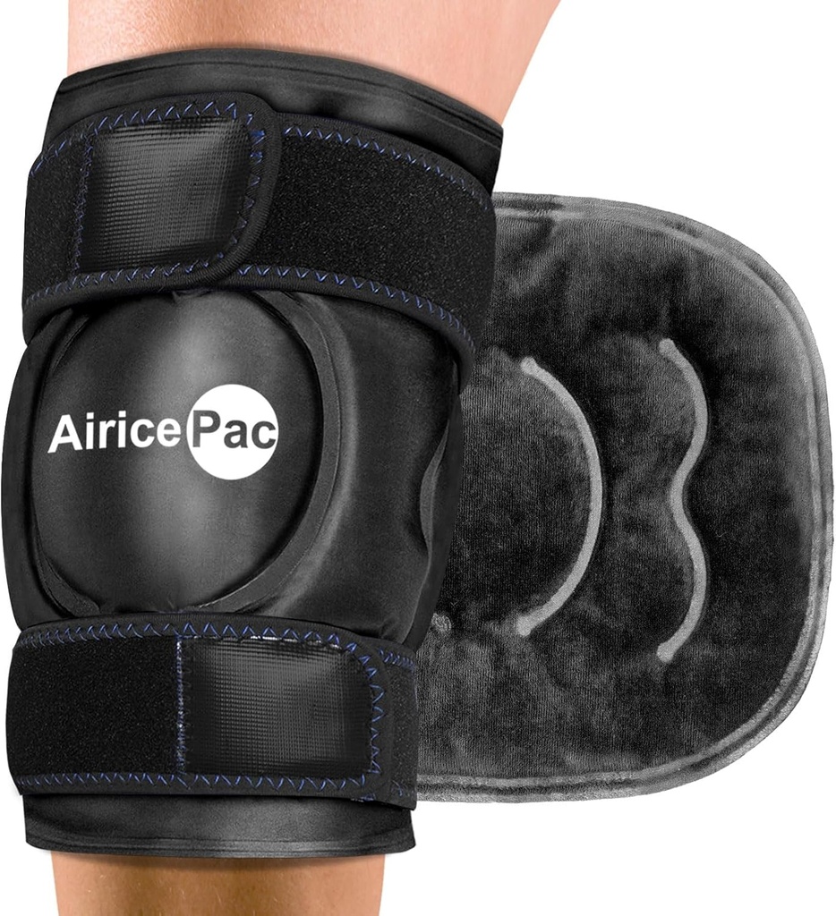 Ice Pack for Knee Pain Relief, Recontinable Gel Ice Wrap for Injuries, Swelling, Knee Replacement Bedah, Cold Compress Therapy for Arthritis, Meniscus Tear and ACL, Black