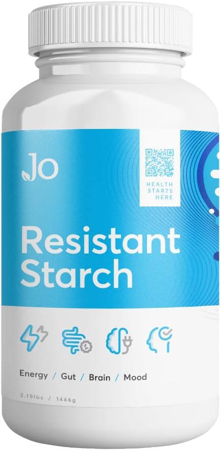 Jo resistant Starch Powder - Premium Maize- Derived Superfood, Banana- Free, Lectin- Free - Fiber Supplemen untuk Mendukung Energi, Kesehatan Gut, Mood, dan Produksi Bultirat (3LB Supply)