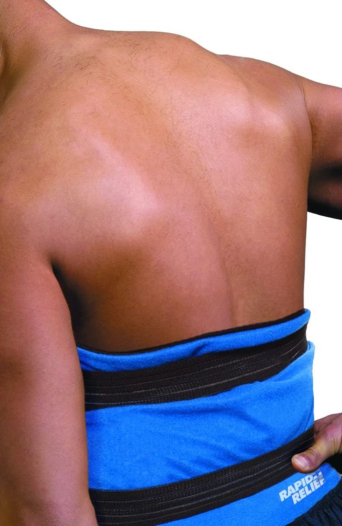 Rapid Relief Deluxe Recontinable Hot and Cold Compress - Large Flexable Ice Pack Hot Therapy for Back and Body Pain with Adjustable Strap, Freeze or Microwave