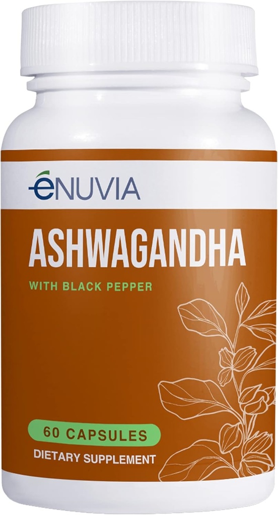 Ashwagandha Suplemen - Peninggalan Alam dan Stamina Dukungan untuk Bantuan Ketegangan 60 Capsules Pure Root dengan Black Pepper Ekstrak untuk Gegan Absorpsi Enhanced, Dibuat di Amerika Serikat