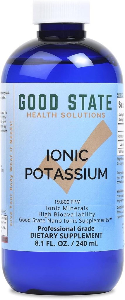 Good State Liquid Ionic Potasium (48 porsi 99 unsur mg, ditambah 2 mg fulvic acid - 8 fl oz)