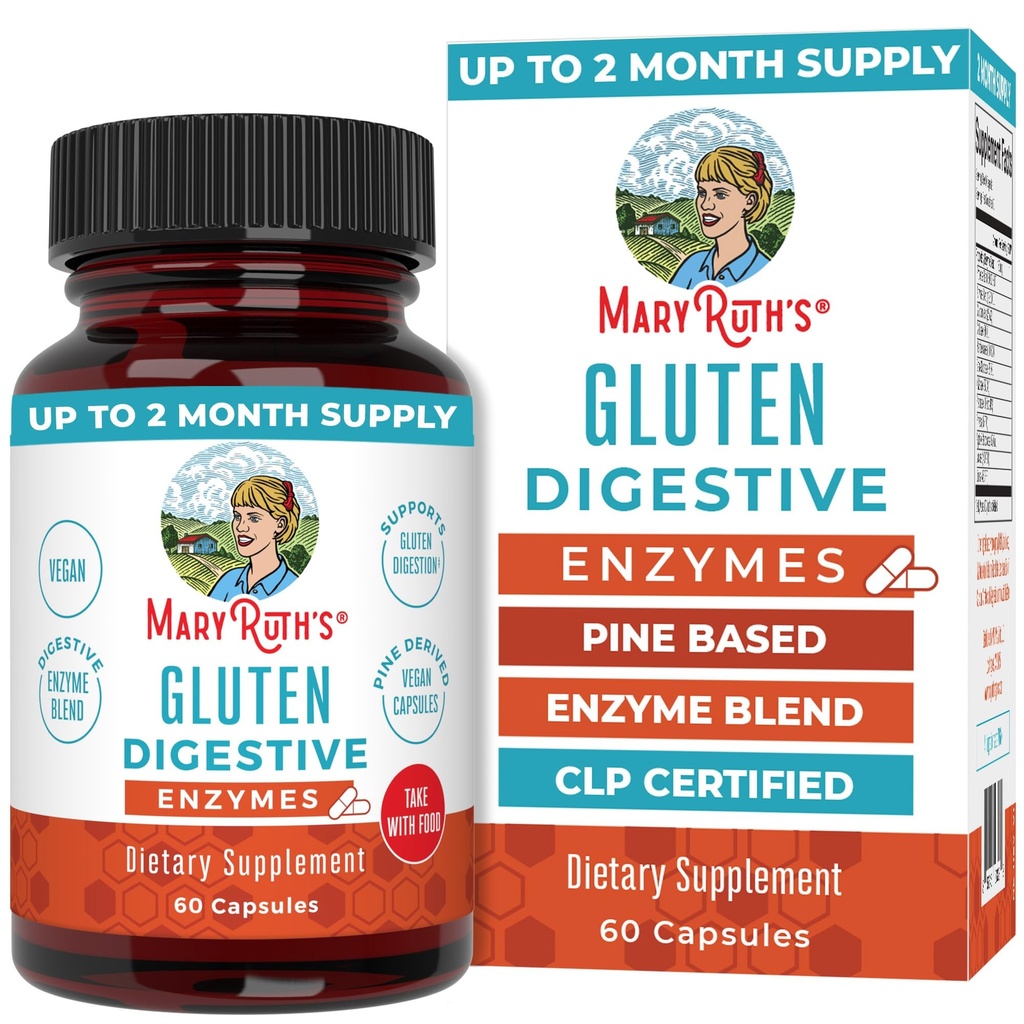 MaryRuth Organics Gluten Enzymes Capsules 124; Enzyme Suplement for Gut Health Support Abdullah 124; Gluten Dissuffit; & Nutrient Absorpsi 124; Gagan 124; Gluten Free 124; 60 Count