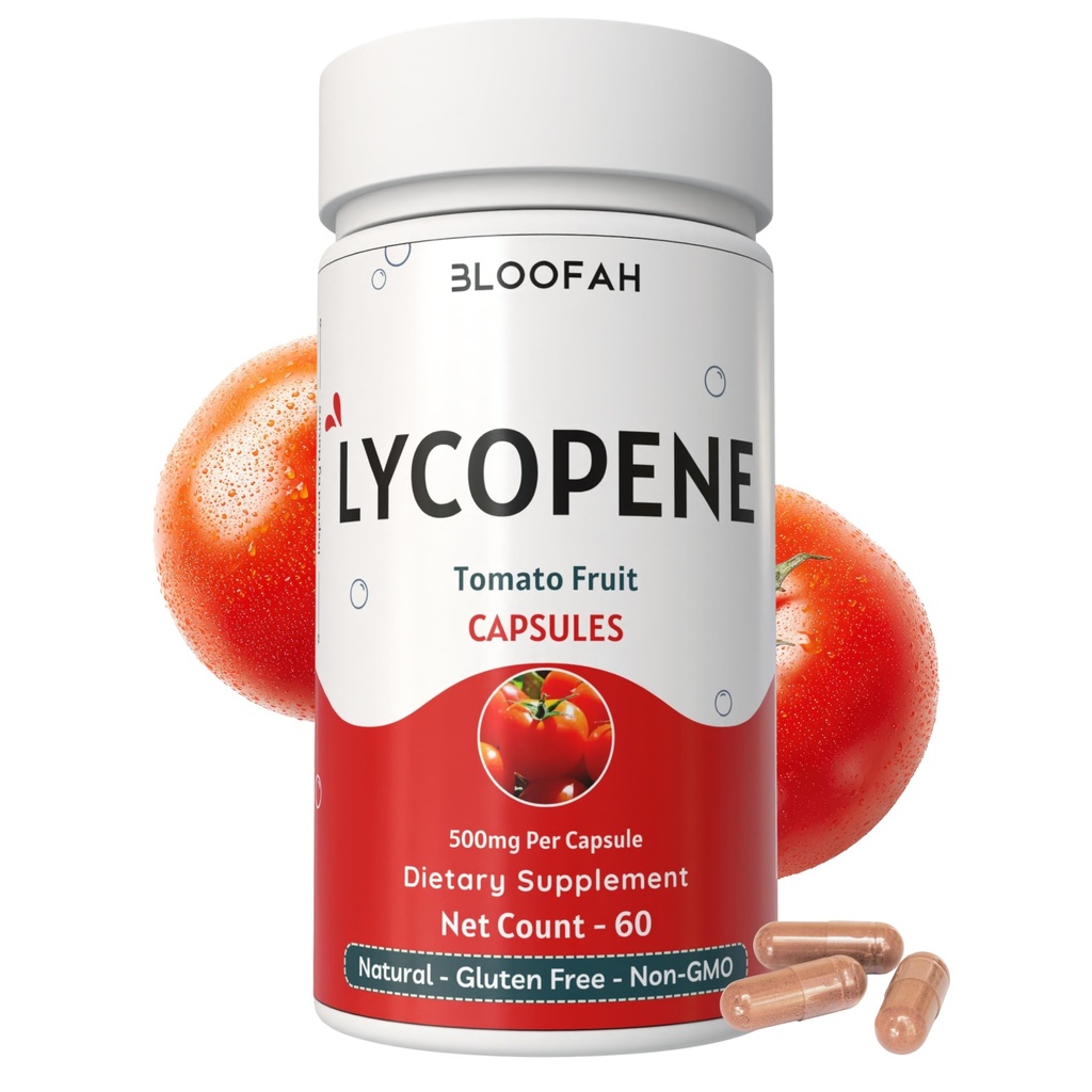 Tomat Tomat (Lycopene) Capsules 500mg - 60 Count 124; Natural Carotenoid Suplemen Kesehatan dan Wellness Dukungan 124; 100% Alam, Tanaman Berdasarkan, Gluten Bebas & Non-GMO Formula