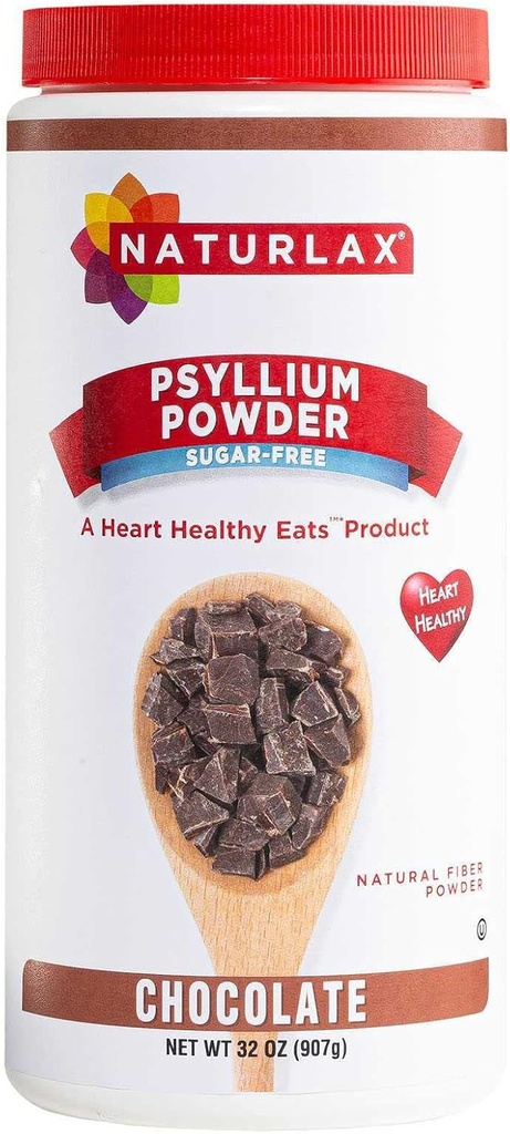 Sugar-Free Psyllium Husk Fiber Powder, Chocolate Flavared 32 oz