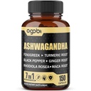 Ashwagandha Extract Capsules 7 Herbal Ingredians 8050 mg - Blended Fenugreek, Maca, Turmeric, Rhodiola, Ginger & Black Pepper - Tidur, Roh, Immune & Energy Dukungan - 5- Bulan Supply