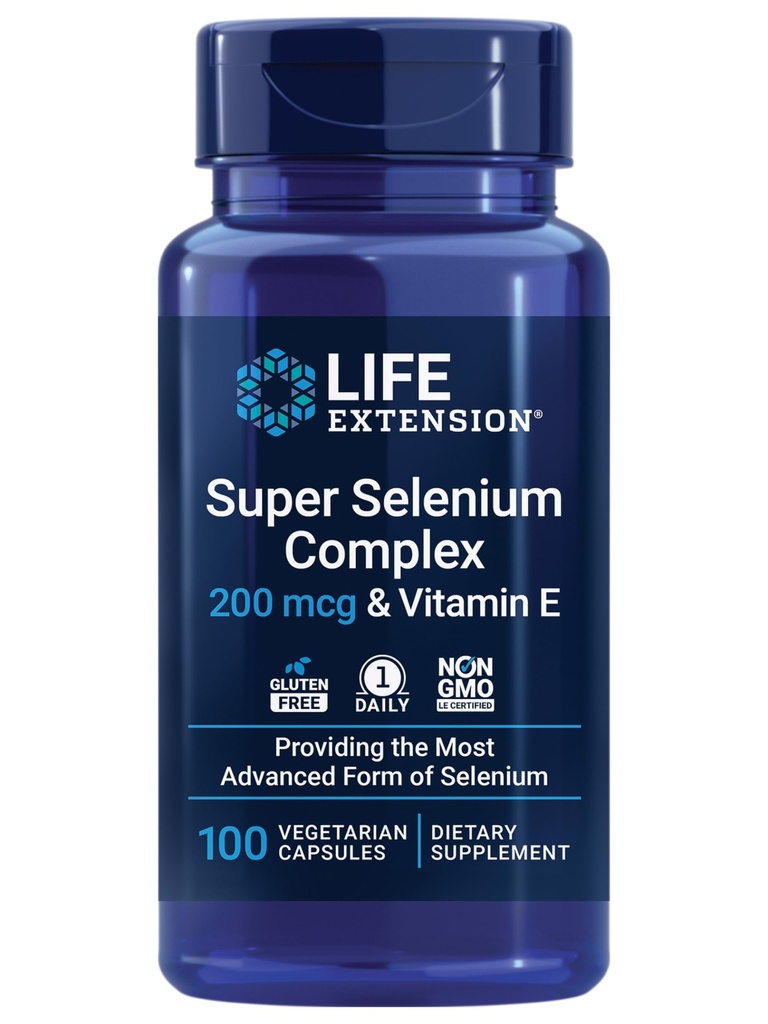 Ekstensi Hidup Super Selenium Kompleks, 200 mcg - 3 Bentuk Selenium, Vitamin E - Cellular Kesehatan & Dukungan Umur Panjang - Bebas, Tanpa-GMO, Vegetarian, 1 Harian - 100 Kapsul