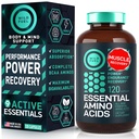 Suplemen Amino Acids - Semua 9 EAS dengan BCAAs Acids (Leucine, Lysine, Valine, Threponine) - 3,000mg Per Serving - Pembangunan Otot, Daya, Pemulihan - 120 Vegan, Caffeine Free Capsules