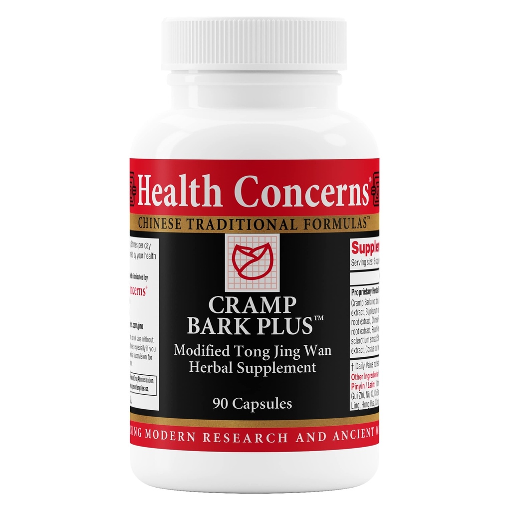 Kekhawatiran Kesehatan Cram Bark Plus - Menstrual Crimp Relief & Hormonal Keseimbangan - Dukungan Sirkulasi - Dong Quai, Black Cohosh, Bupleurum & Chinese Herbal Suplemen untuk Perempuan - 90 Kapsul