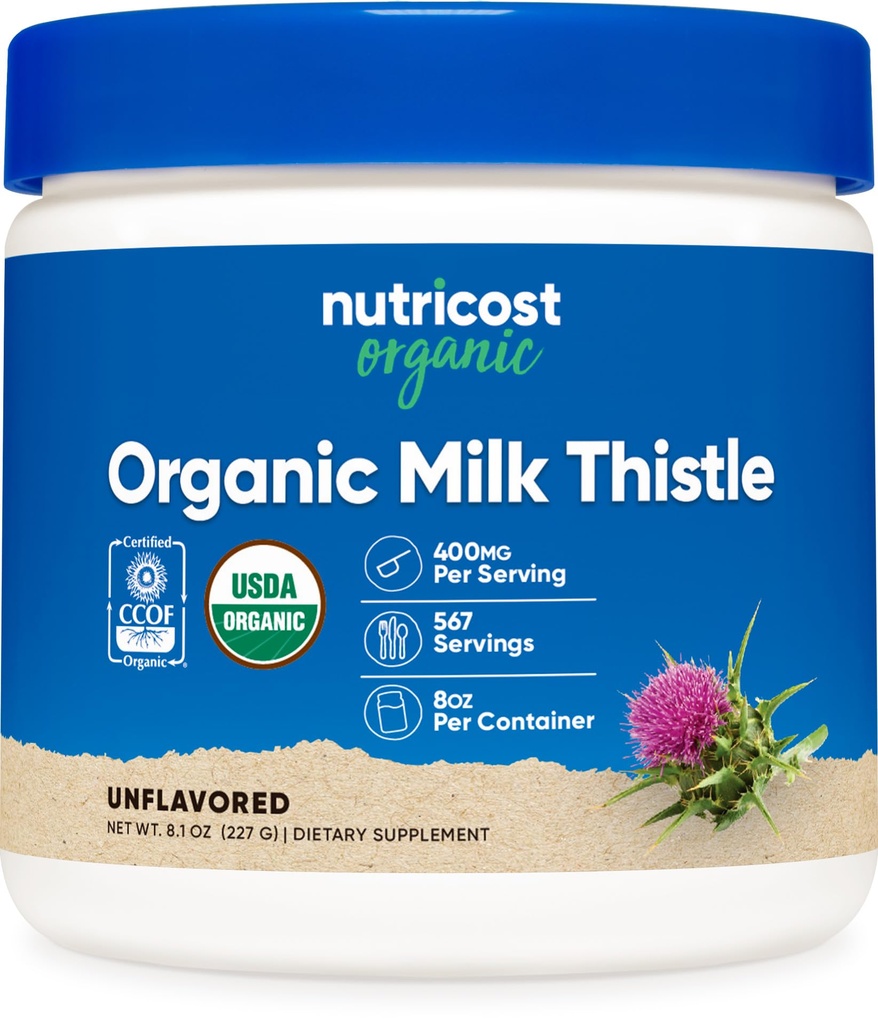 Thistle susu organik nutricost (Silybum Marianum) 8 oz per Kontainer (Tanpa rasa) - Non-GMO, Gluten- Bebas