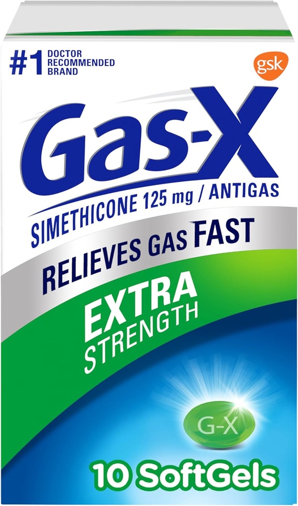 Gas-X Ekstra Kekuatan Gas Relief Softgels dengan Simejicon 125 mg - 10 Count