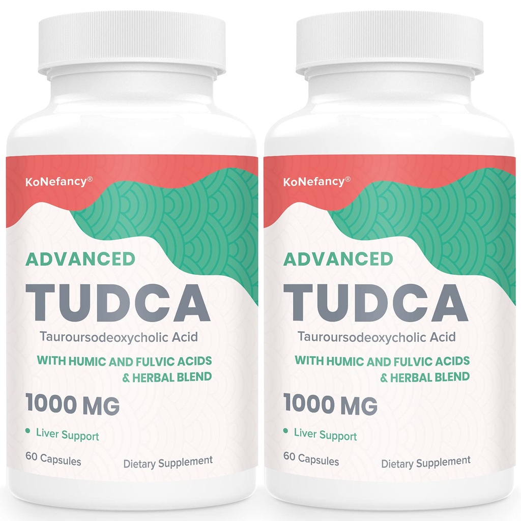 TuDCA Liver Suplemen 1000 mg-Bile Salts untuk Detoxing Liver Cleanse - Milk Thistle Herbal Blend dengan Fulvic dan Humic Acid untuk Liver, Kesehatan Digetical, 120 Vegan Capsules
