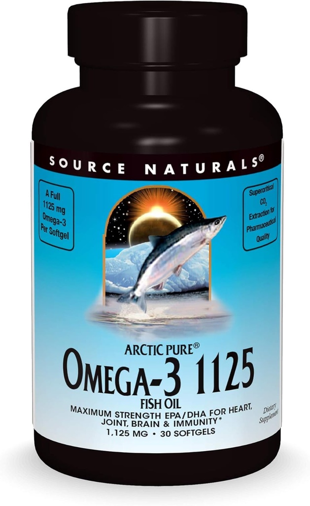 Source ArcticPure Omega-3 Fish Oil 1125mg Ultra Potency Maximum EPA + DHA for Heart, Gabungan, Otak & Imune Kesehatan - 30 Softgels