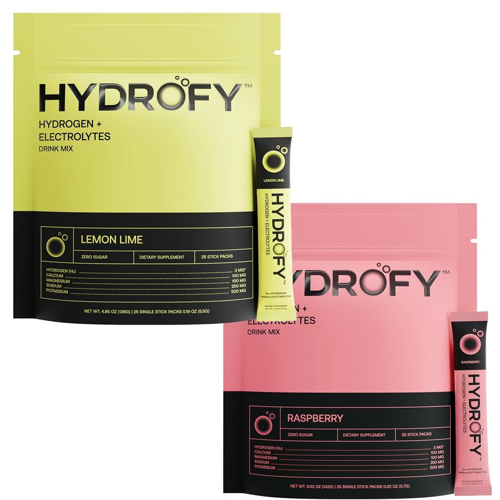 Air Hidrogen + Electrolytes Minum Mix Raspberry dan Lemon Lime Bundle 50 Hamba, 124; Paket Hidration Superior dengan Molekuler Hidrogen (H2), Sodium, Potasium, Magnesium, Kalsium, dan Minimalisasi