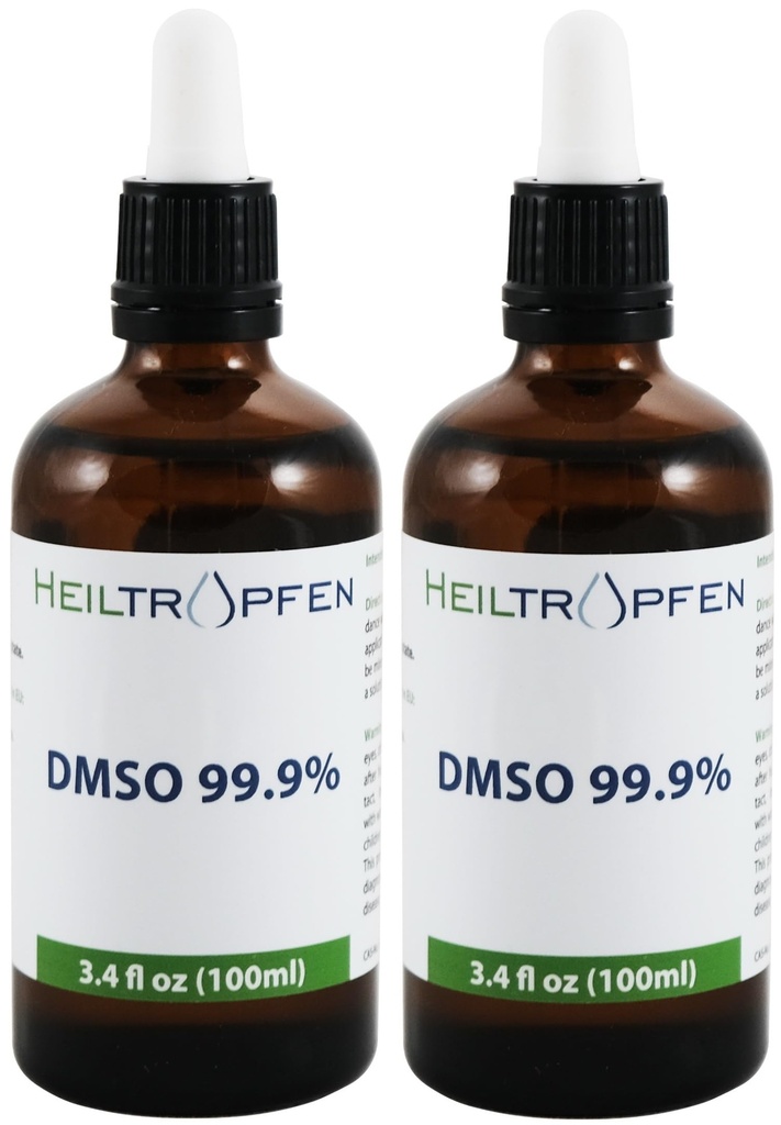 2X DMSO 99,9% Pharma kelas bahan 124; Bau Rendah - Dimetil sulfoxide cair 124; 2X 3.4 Oz - 2X 100 ml 124; Tinggi kemurnian 124; Set dari dua 124; Heiltropfen ®
