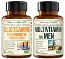 Glucosamine Chondroitin Turmeric MSM + Men 's Multivitamin 2-Bottle Supplement Bundle for-Nya.