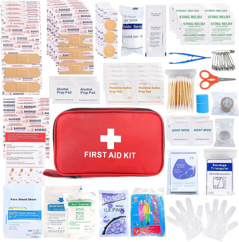 Pertama Aid Kit 194 Piece Emergency Kits for Hiring Camping Trauma Kit for Boat Vehicle Compact Aid Kit for Home Car Travel Outdoor Survival