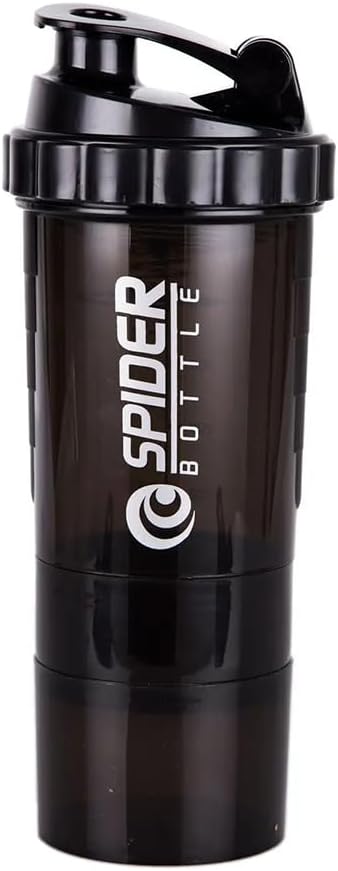 5 Dalam 1 Protein Sake Bottle - Seri Profesional Sake untuk Protein Shakes Dan Pra Workout Botol Gym, Dengan Penyimpanan Powder, Pill Tray, Mixing Ball, Piala Shakes (hitam)